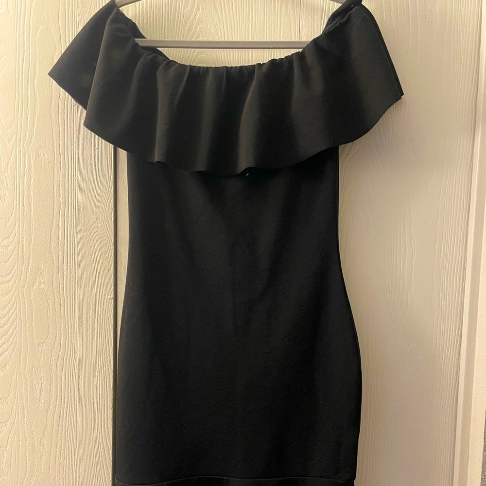 Black Off-Shoulder Ruffle Dress